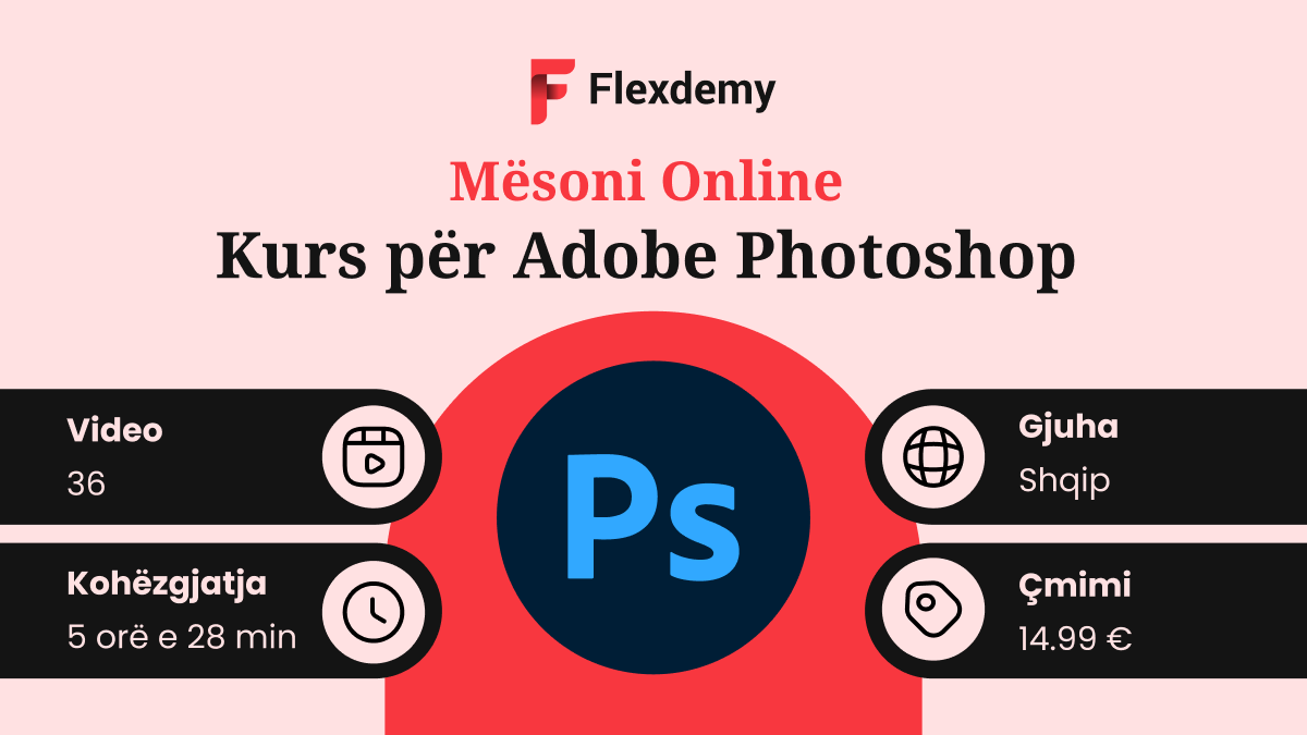 Kurs për Adobe Photoshop – Me video